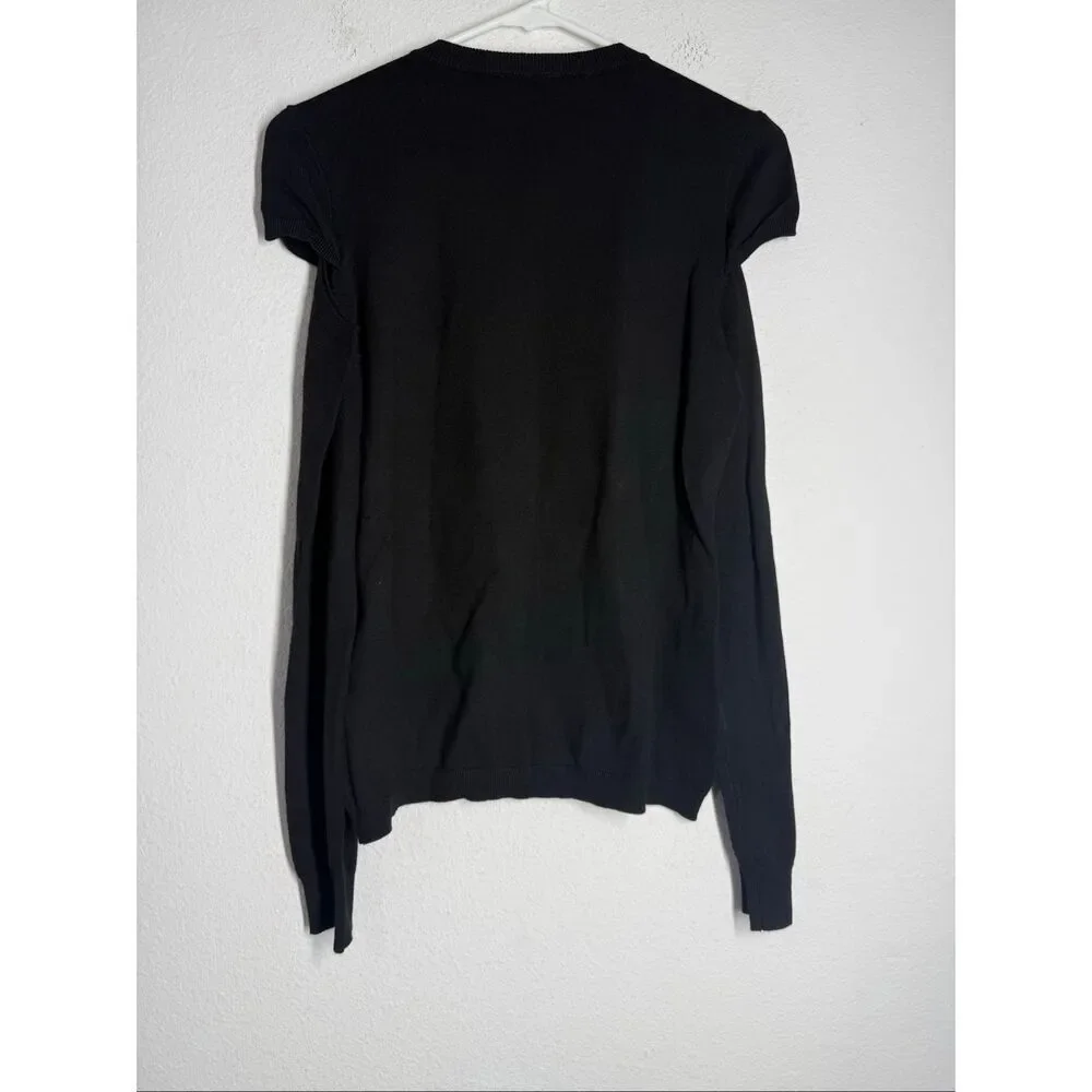 NWOT Guess Norah Logo Sweater Black  Rhinestone Trim Cold-Shoulder Cutout Sz XL